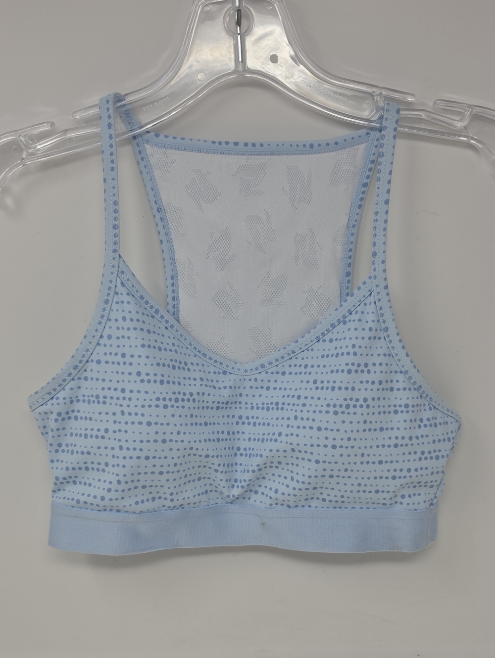 Rabbit  Strappy Pocket Bra Light Blue Seamless Racerback Bralette Size SM